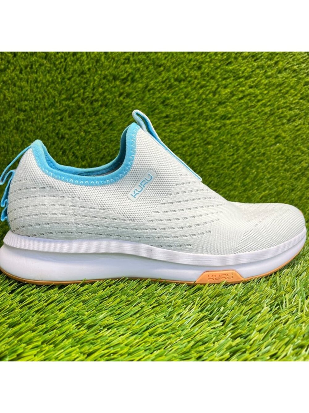 Kuru Atom Slip On Womens Size 9.5 White Blue Gum Athletic Walking Shoes Sneakers